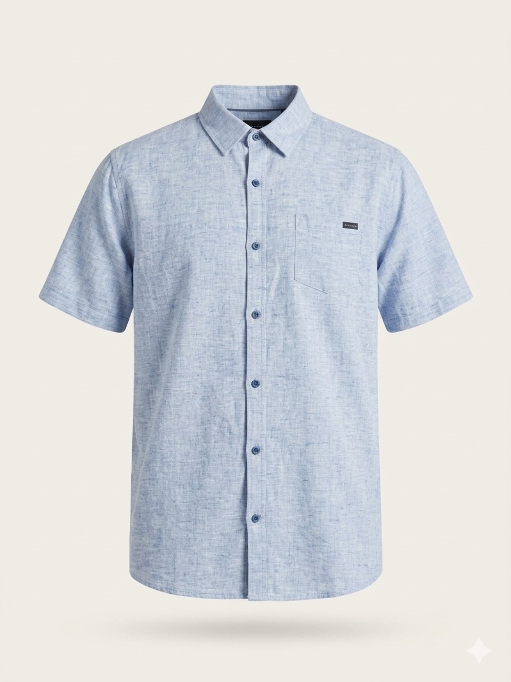 127. Rusty Blue Short Sleeve Button Down Linen Cotton Blend Shirt Size XXL